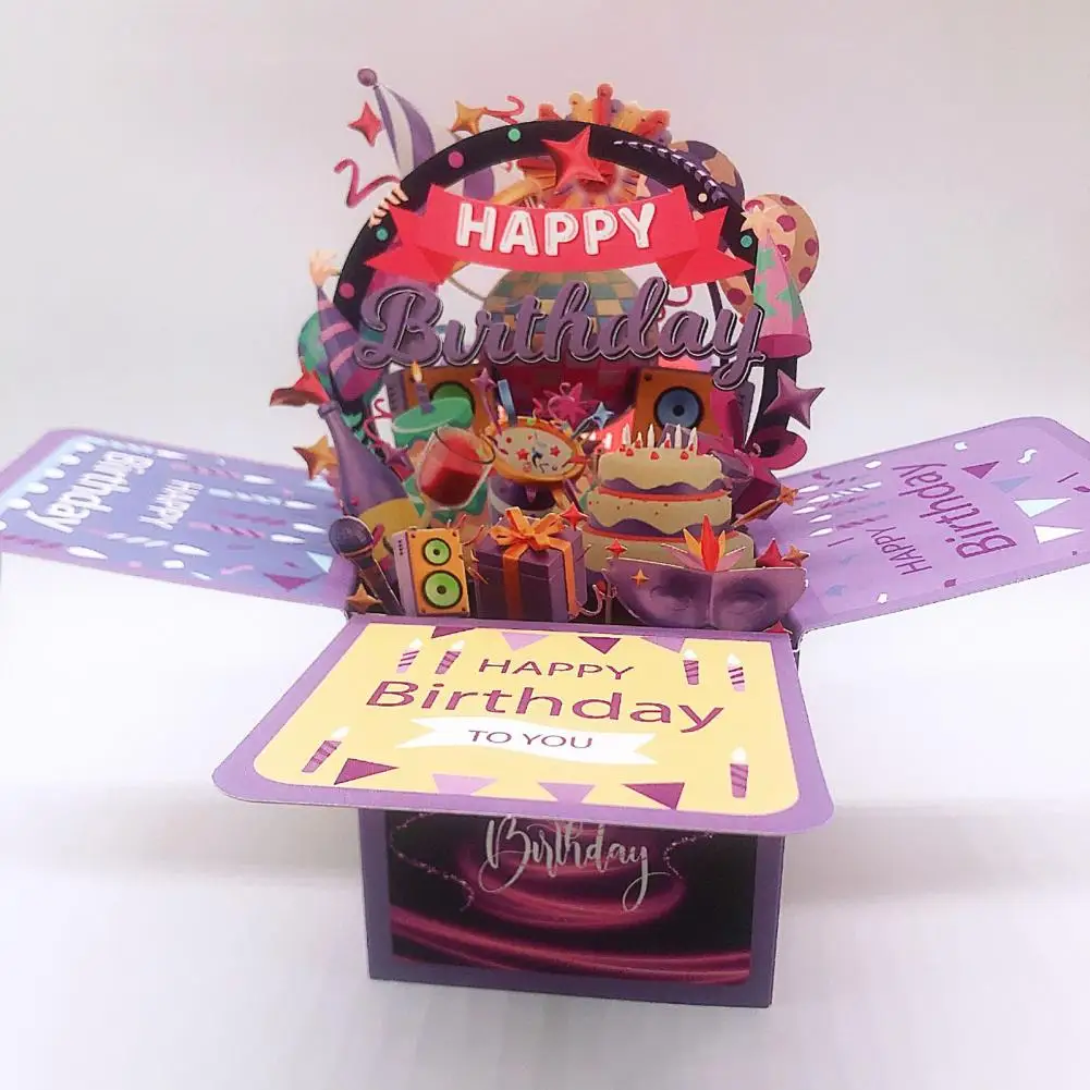 3D Greeting Card Handcrafted Happy Birthday Card 3D Birthday Foldable Celebration Cards Blessing Postcard