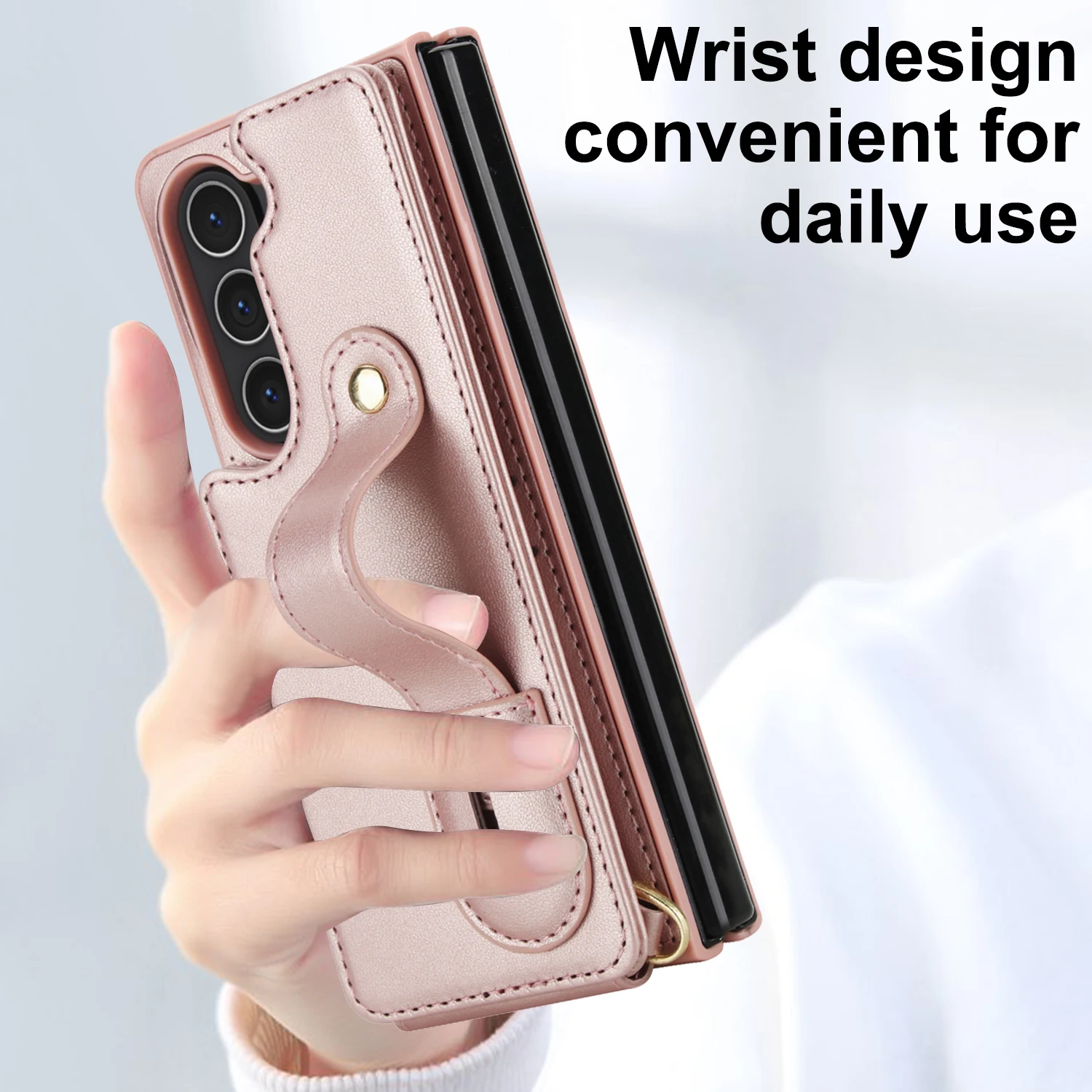 Premium Wallet Case with Strap and Magnetic Closure - Wristband Card Slot Protective Cover