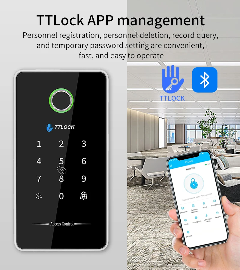 MJ02 TTLOCK APP Bluetooth Outdoor Fingerprint NFC Bluetooth Rfid Passcode Card I