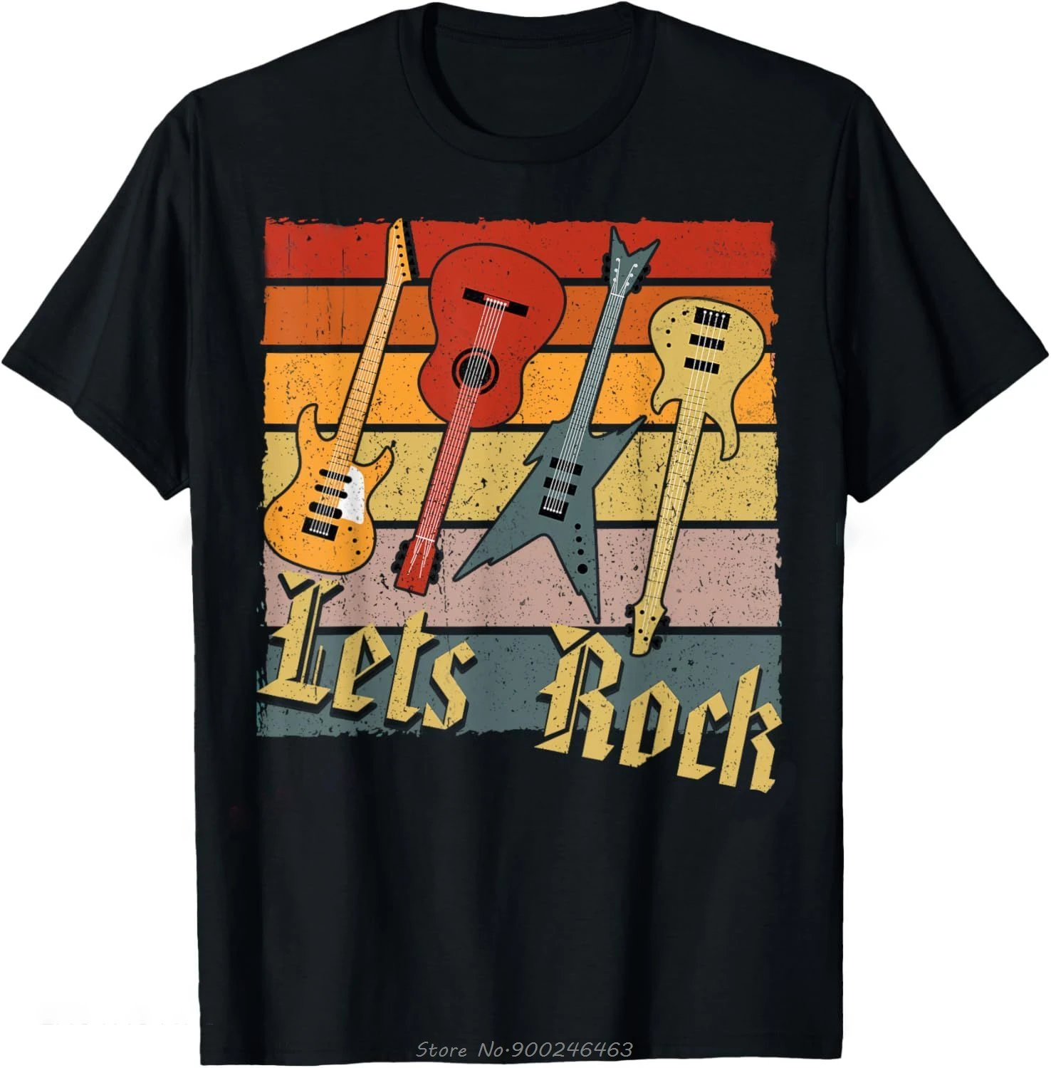 Let's Rock E-Gitarre Music Lover Band Gitarrist Retro T-Shirt Unisex Sommer Übergroßes T-Shirt Mode Kausal T-Shirt T-Shirts – Detail 8