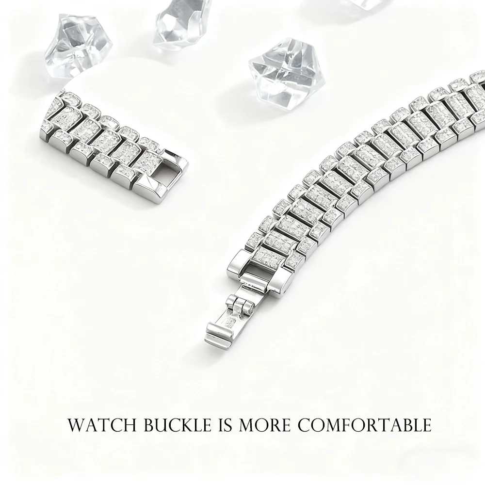 IGOTOS 1.2mm Moissanite Watch Chain Bracelet 925 Sterling Silver Certified Women Men Full Diamond Bangle Fine Jewelry - Image 5