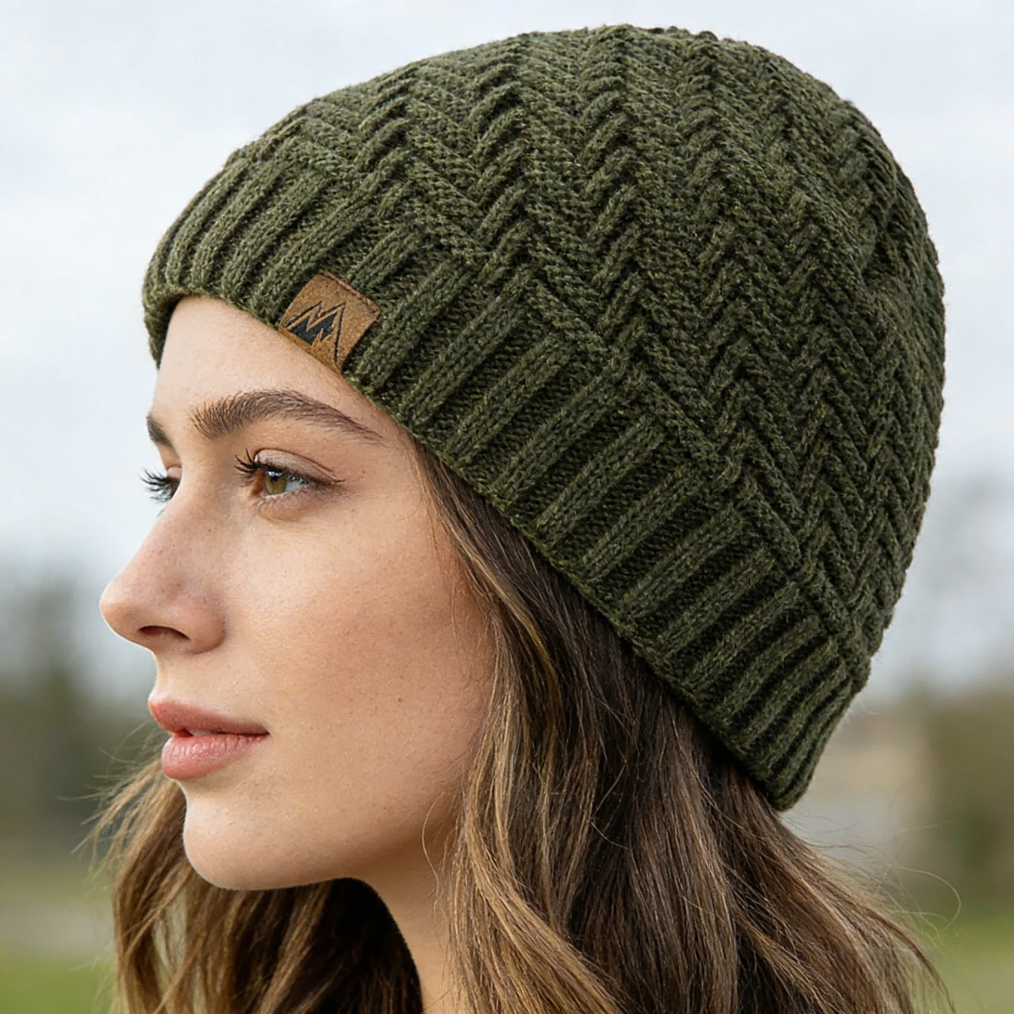 Heißer Verkauf Unisex Peak Labal Winter Hüte Mode Gestrickte Hüte Für Männer Frauen Beanie Cap Outdoor Plüsch Fell Gefüttert Warme Sport Hut – Detail 8