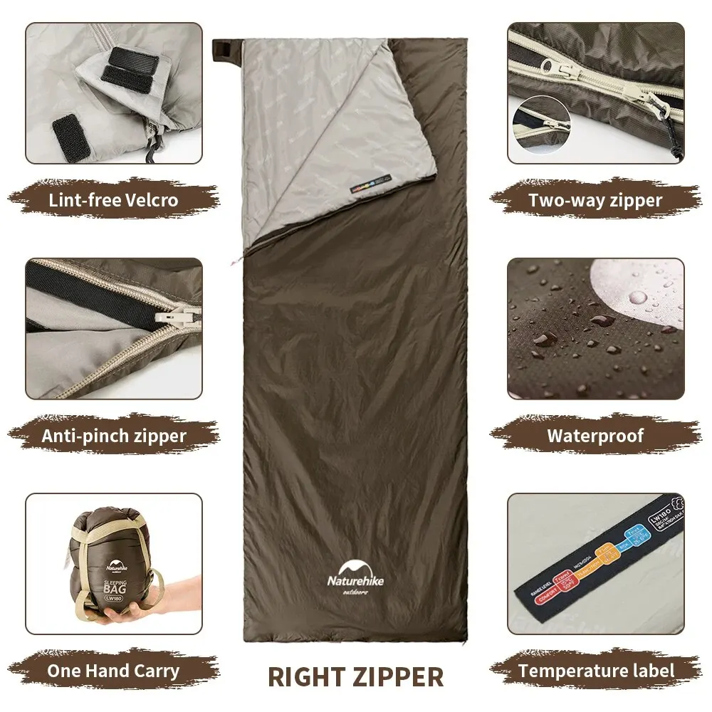 Naturehike Outdoor Sleeping Bag Waterproof Splicable Ultralight Double Quilt Liner Portable Adults 3 Season Camping Sleeping Bag