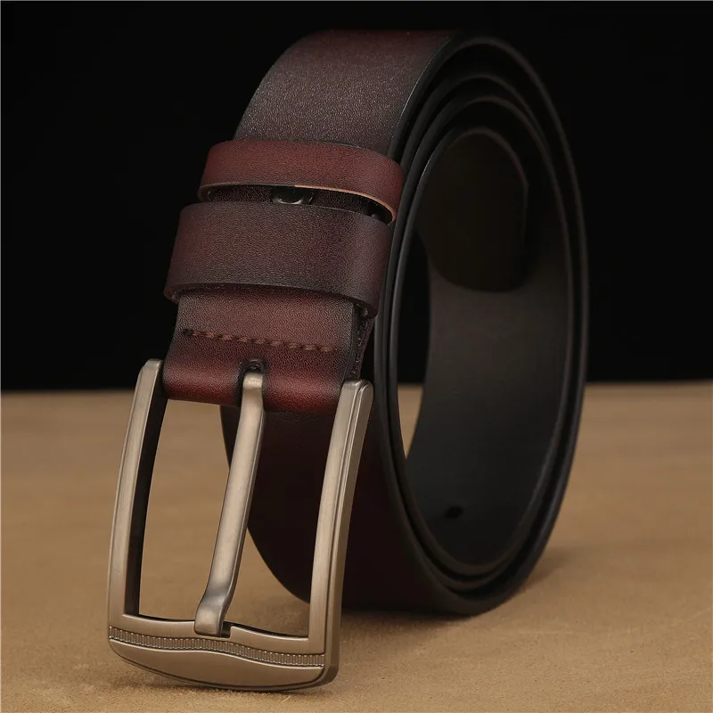 Men High Quality Luxury Designer Genuine Leather Belt For Men New Fashion Vintage Cowskin Pin Buckle Jeans Classice Waist Belt snap belt