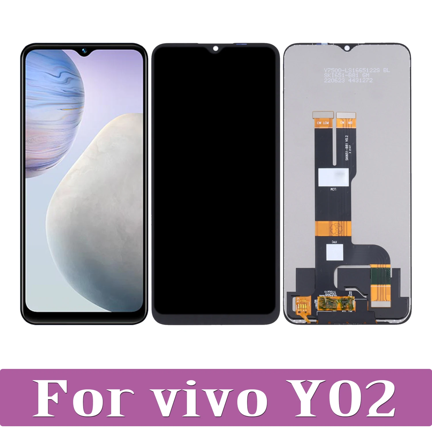 Original 6.51" For Vivo Y02 LCD Display Touch Screen Digitizer Assembly