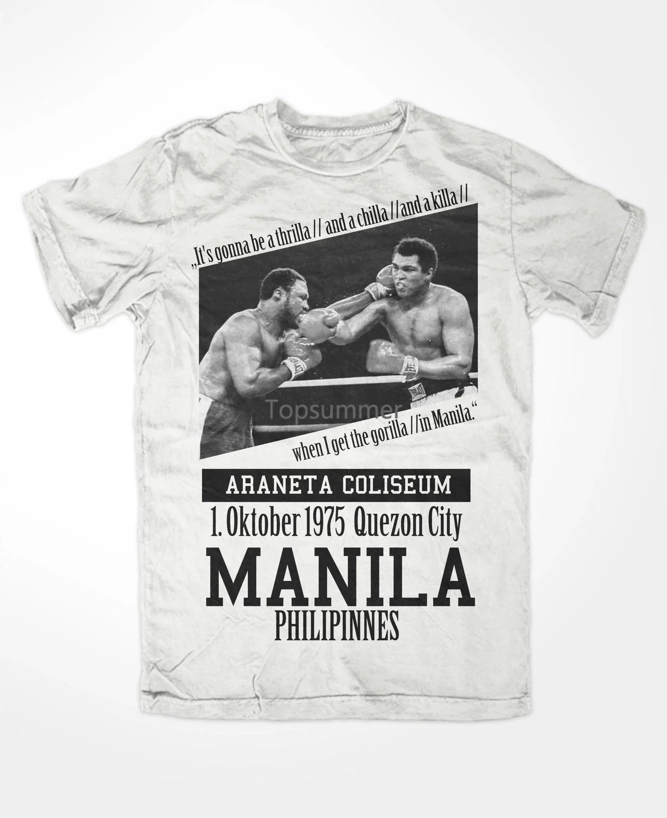 

Футболка с Мухаммедом Али 3, король кольца, боксингер ко трилла в Маниле, самый лучший для мужчин, хипстер, о-образный вырез, повседневные крутые топы, футболка