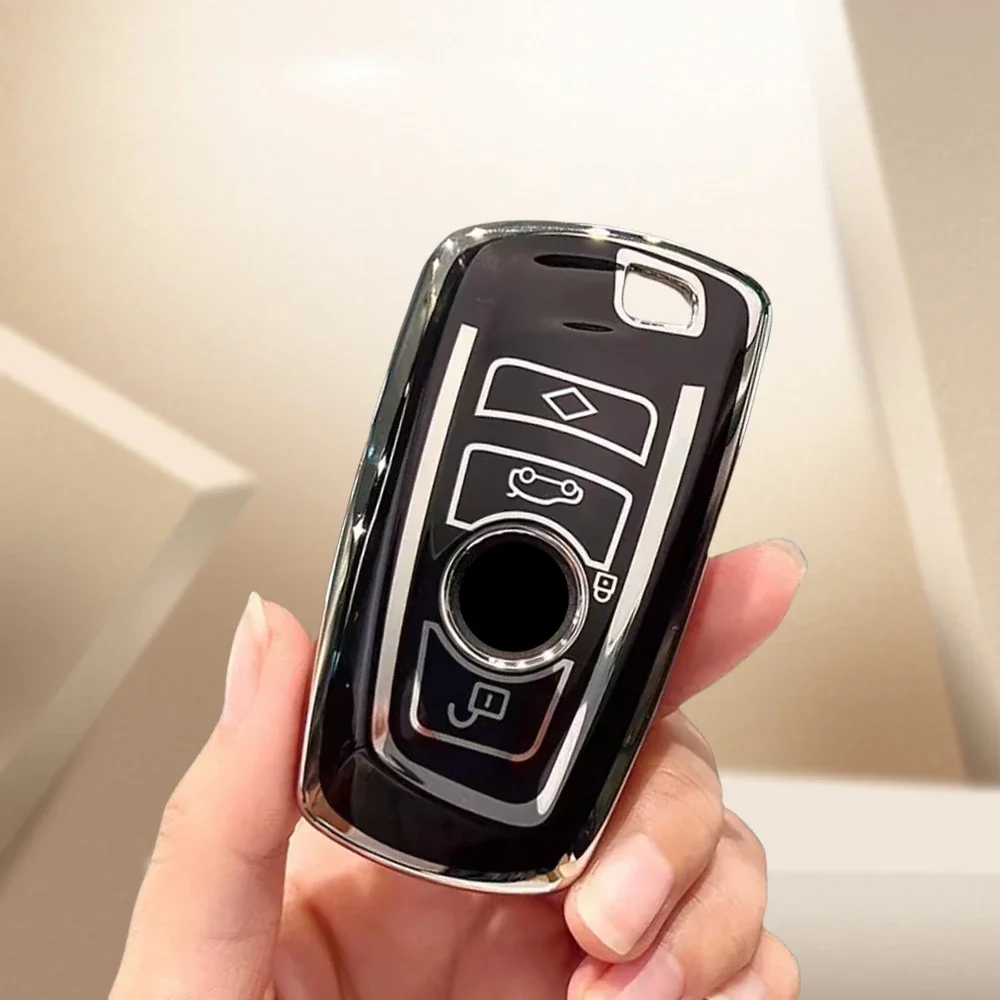 Ontto Funda De Llave De Coche Para BMW 1, 3, 4, 5, 6, 7, Serie X3, X4, M5, M6, BMW GT3, GT6, Funda De Cuero Para Llavero De Protección Completa (tipo A, Marrón