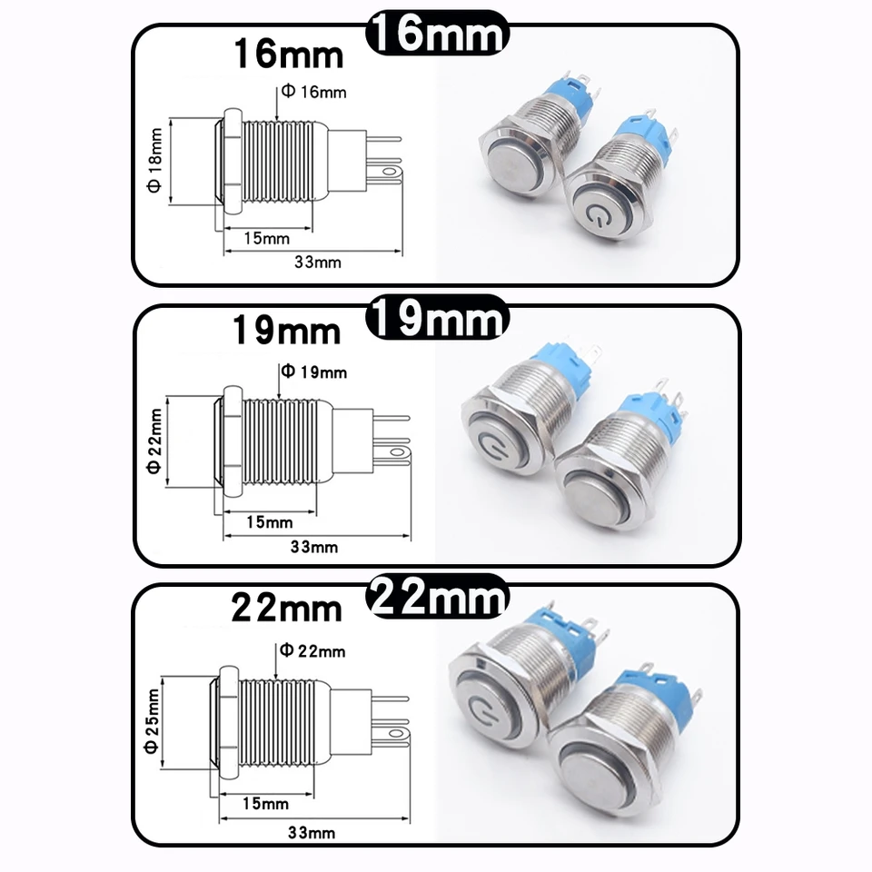 2 Stuks 16mm Metalen Bel Drukknop Roestvrij Staal Kortstondige Drukknop Drukknop Schakelaar Waterdichte Hoornhoorn Knop Deurbel Bel Bel Knop Plat