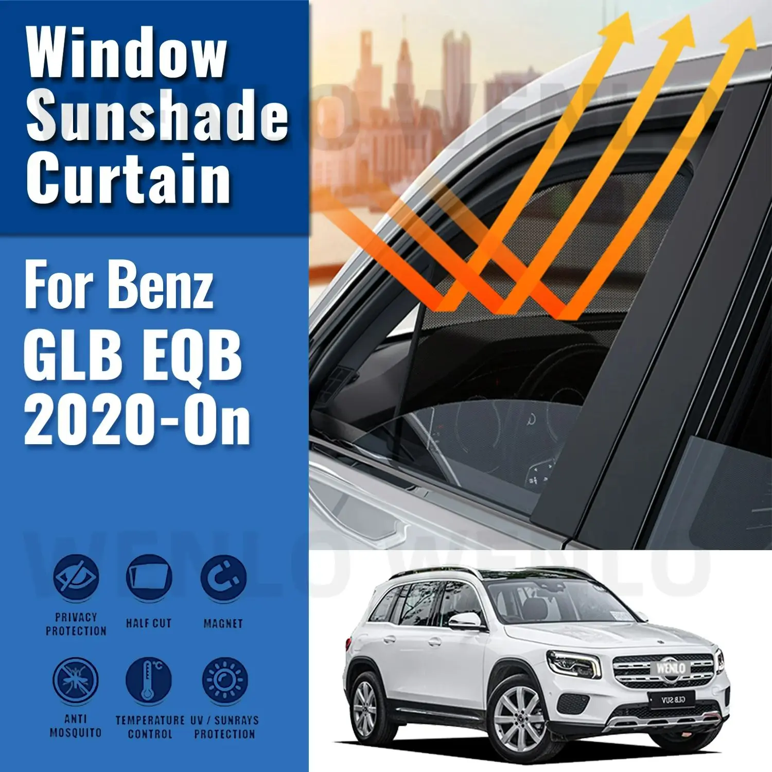 

For Mercedes Benz GLB EQB X247 X243 2020-2024 Car Sunshade Magnetic Front Windshield Curtain Rear Side Window Sun Shade Visor