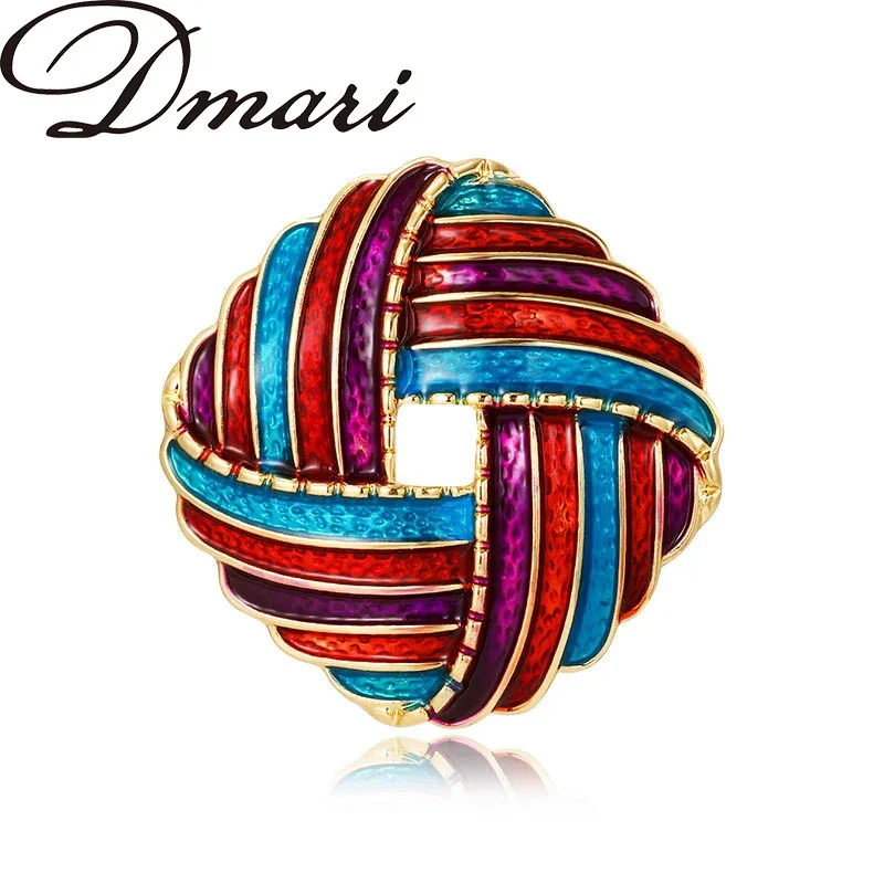 Dmari Women Brooch Enamel Pin Bohemian Square Shape Badge Colorful