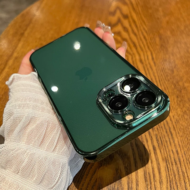 Luxury Alpine Green Plating Clear Bumper Case For Iphone 11 12 13 Pro