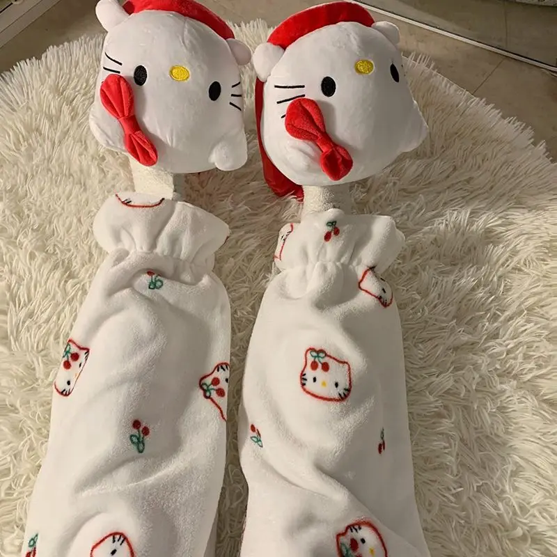 

Sanrio Anime Kawaii Hello Kitty Witer Thickened Plush Warm Pajama Pants Cute Cartoon Loose Fitting Trousers Gifts for Girls