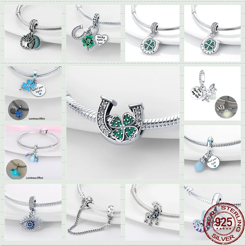 Pandora Passt Original Pandach Armband Halskette 925 Silber Farbe Tier Herzförmigen Charme Perlen Frauen Silber Farbe Anhänger DIY Schmuck