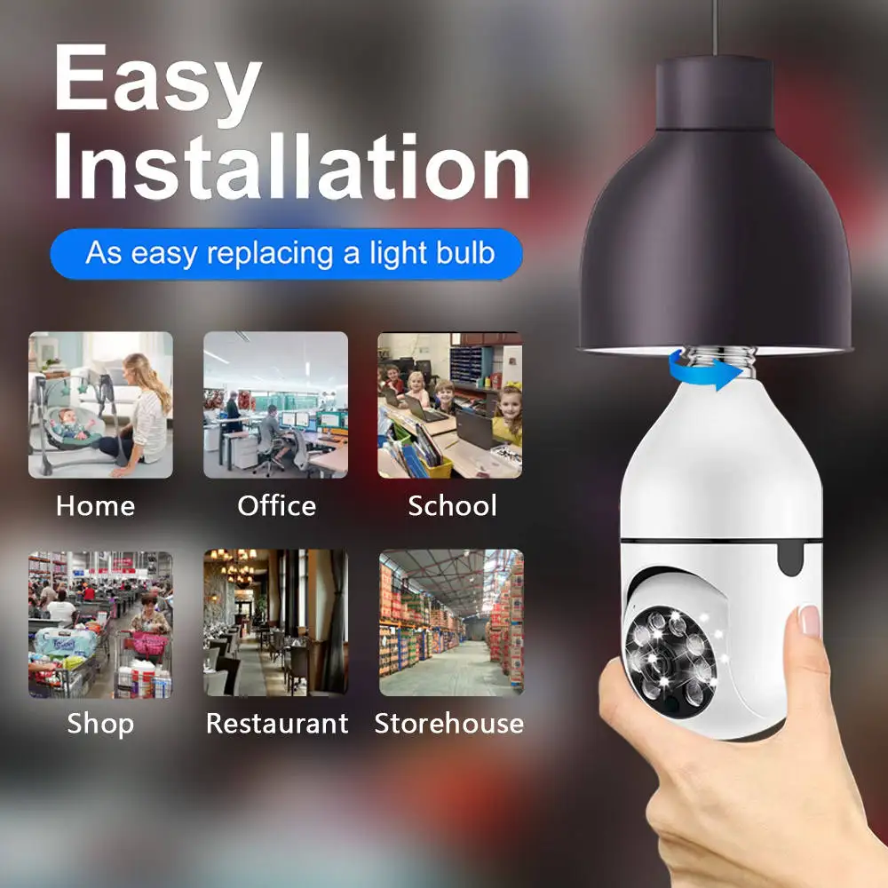 ICSEE 2MP Wifi Bulb Camera With E27 Socket Bulb Indoor Wireless Security Camera Night Vision With Motion Detection 4
