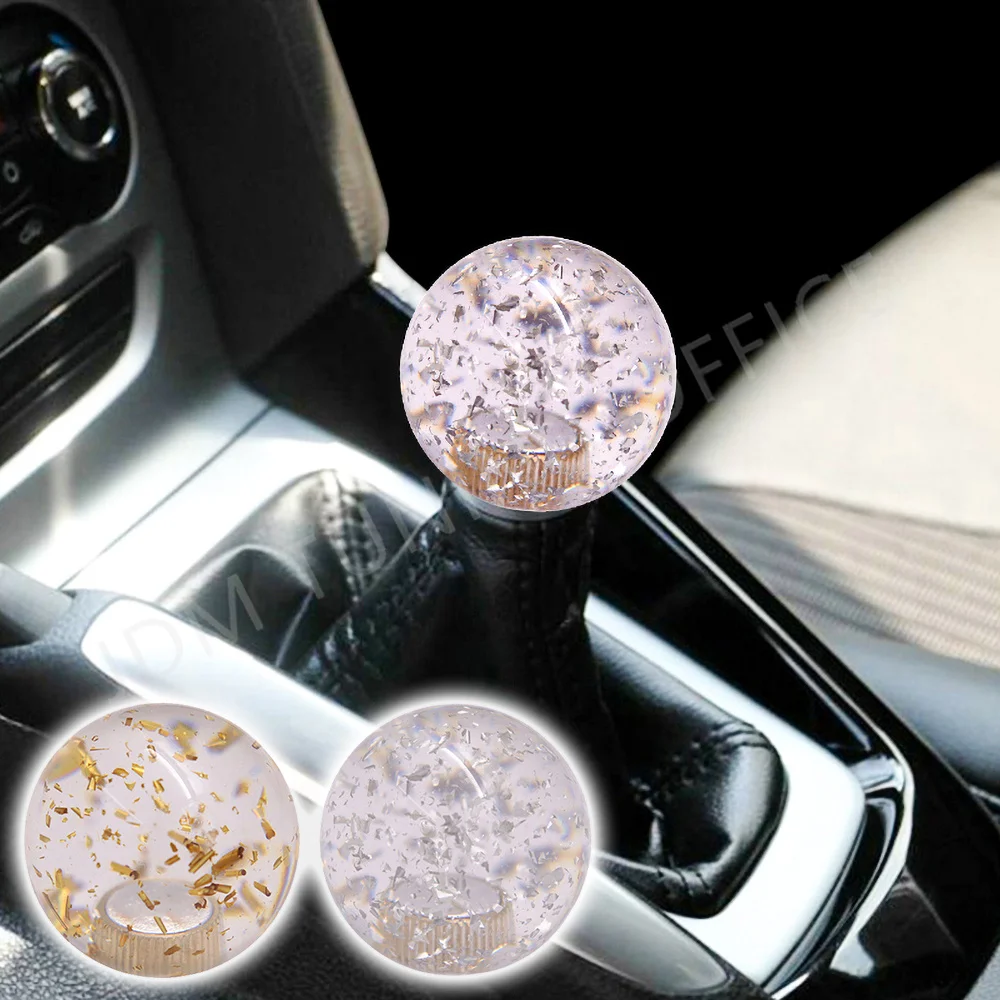 RoundTransparentSparkleGlitterGearShiftKnobUniversalCrystal