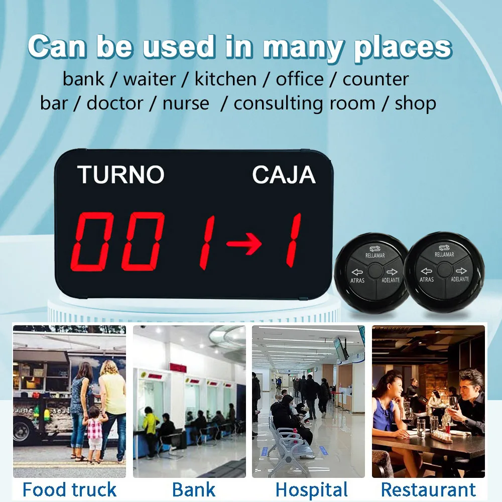Wireless Queue Calling System Turn O Matic TURNO 3-Digit Display Screen with Next Control Button for Bubble Tea Cafe Restaurant