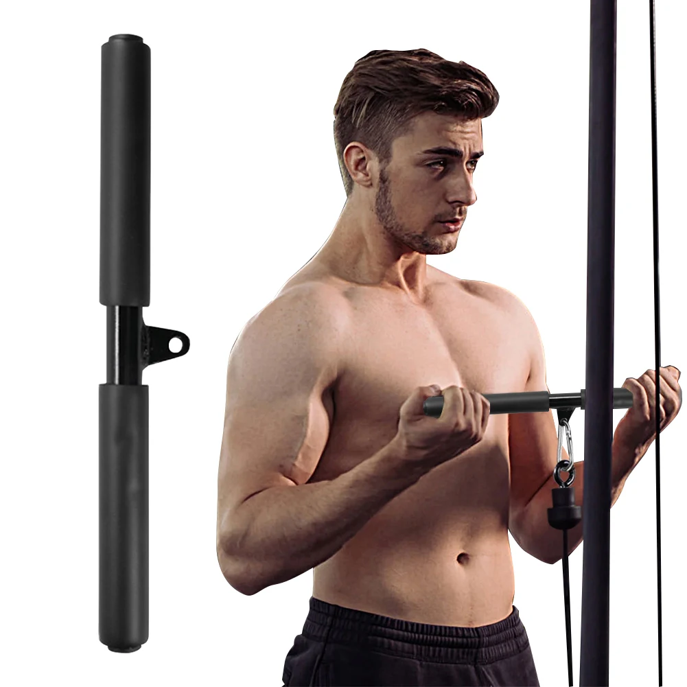 Back Lever Exercise Handles Non-Slip Grip Muscle Pulling Bar LAT Pull Down Straight Rotating Bar for Pulley Cable Machine