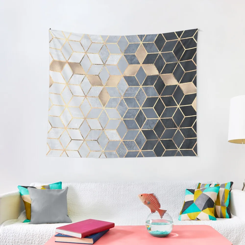 

Soft Blue Gradient Cubes Tapestry Anime Decor Wall Coverings