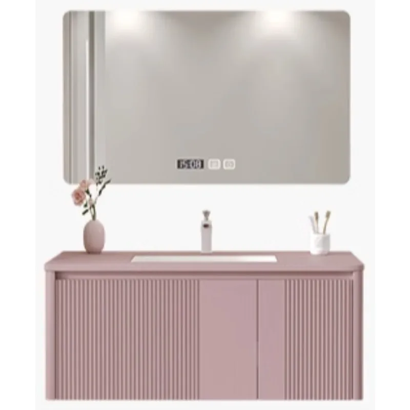 *Bathroom Cabinet Slate Seamless Integrated Washbasin Waterproof Smart Mirror French Washstand