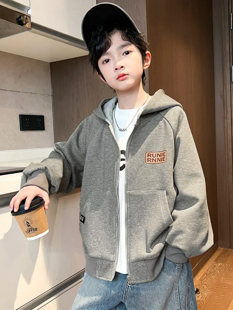 소년 캐주얼 스포츠 재킷 봄 가을 새로운 스타일 8-세 후드 스웨트셔츠 가디건 얇은 아동 야외복