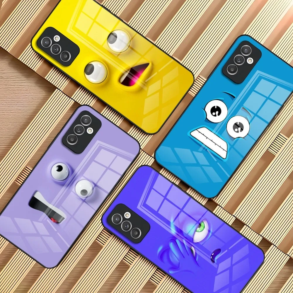Art Funny Faces Phone Case For Samsung S24 S23 S21 S20 S22 A24 A34 A54 A53 Note 20 Pro Ultra Plus Glass Back Cover