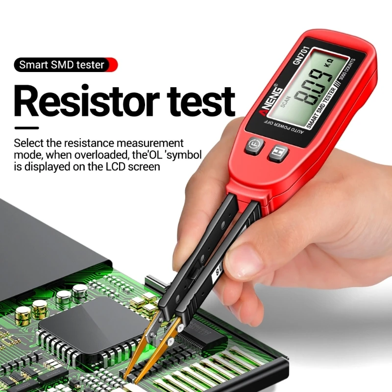 E5BE SMDTester 디지털 핀셋 저항 커패시턴스 다이오드 테스트 미터 카운트