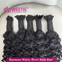 12A vague d'eau brut vietnamien en vrac naturel bouclés cheveux humains pour tresser non transformés sans trame Extensions de cheveux humains en vrac paquets 4