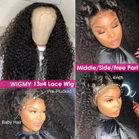 QT Afro crépus bouclés dentelle avant perruques 13x4 HD Transparent cheveux humains dentelle perruque brésilienne bouclée 4x4 dentelle fermeture perruque pour les femmes noires 4