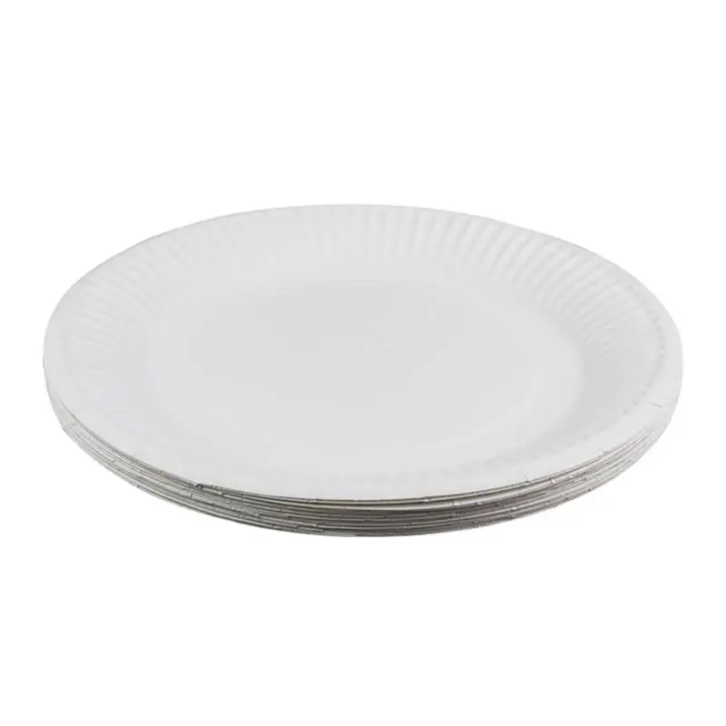 100PCS 6 Inch Disposable Paper Plates Round Plain Plates Disposable Party Paper Tray Barbecue Dishes Picnic Dishes 15.5cm