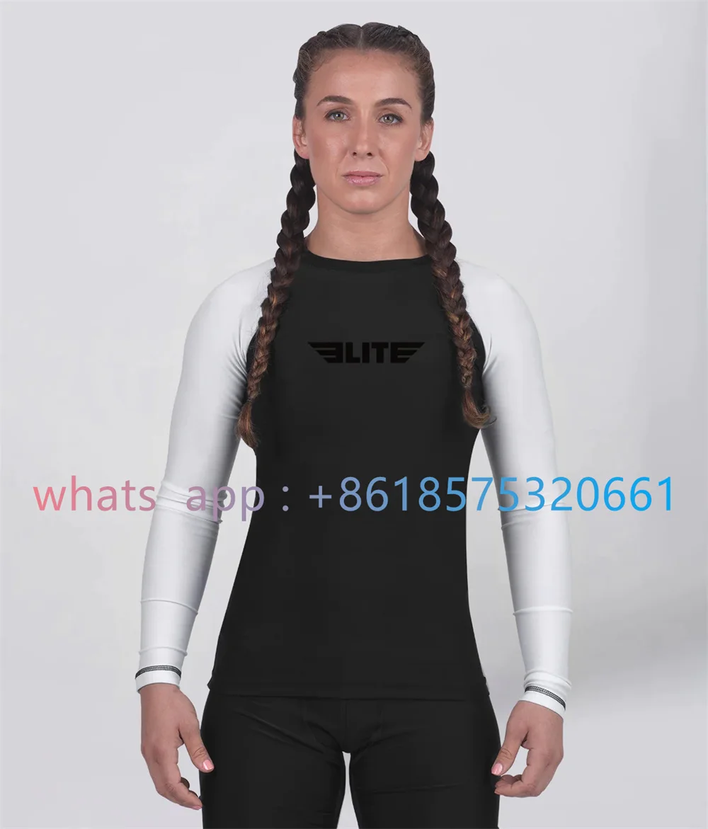 Women's Long Sleeve Jiu Jitsu BJJ Rash Guard Muay Thai T-shirt Kickboxing Shirts Breathable Boxe Fighting MMA Clothing Boxing
