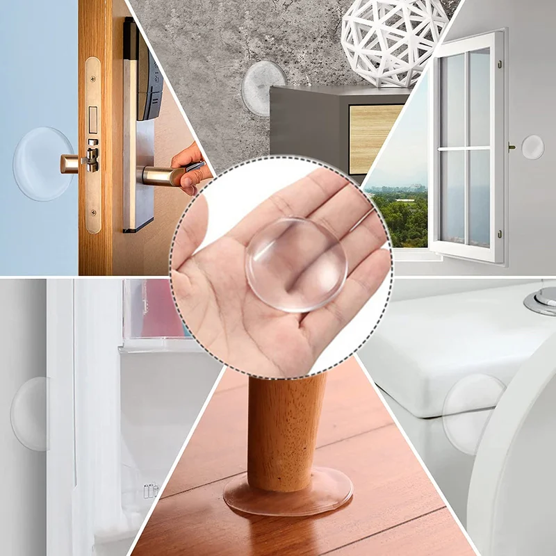 6pcs Self-adhesive Door Handle Bumper Protective Plug Transparent Silicone Wall Protector Non-slip Round Doors Stopper Muffler