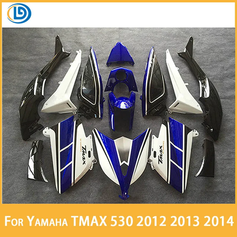 Dla Yamaha TMAX 530 TMAX-530 TMAX530 2012 2013 2014 formowana wtryskowo karoseria nowa owiewka motocykla ABS biało-niebieska