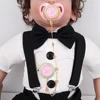 Luxury Baby Pacifi Cute Bow With Handmade Chain Clip Newborn Silicone Pacifier Gold Bling Infant Nipple BPA Free Baby Chupetero 2