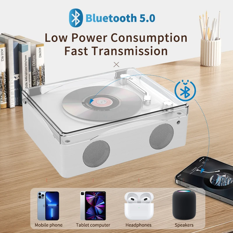 portable Retro CD Player Wireless Bluetooth Speaker FM Radio Music Player with Remote Control