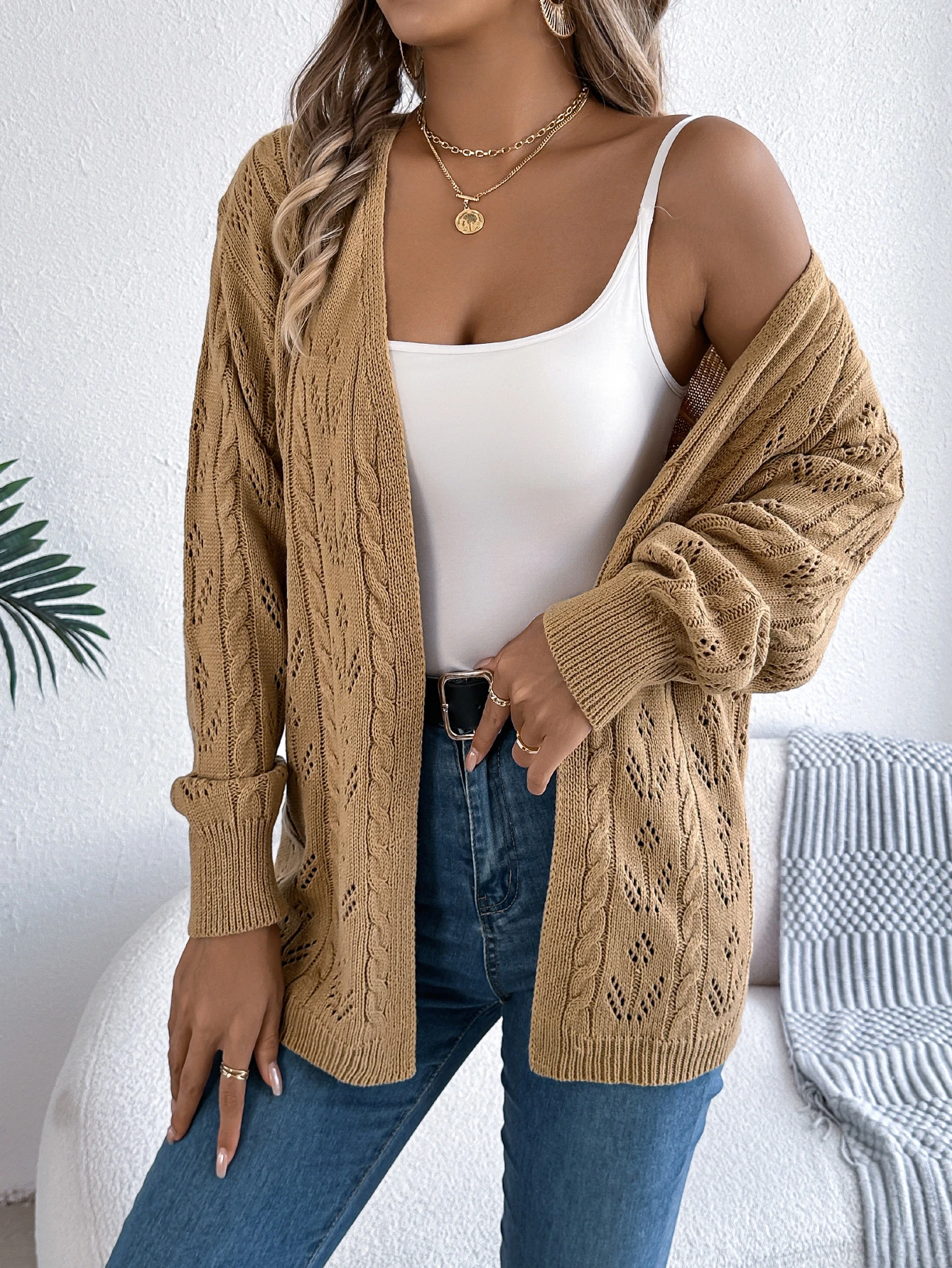Women Knitted Cardigan Sweater Autumn Winter Casual