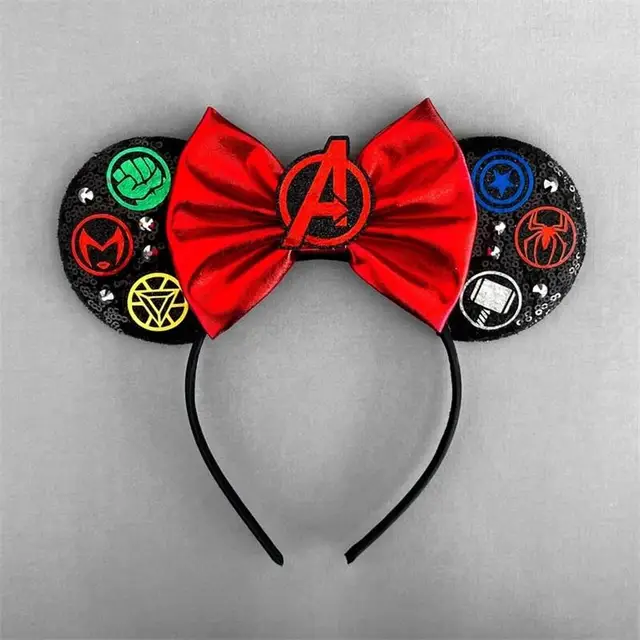 2023 Disney Mouse Ears Headband Mother Kids ​Festival Hairband Sequins Bow Kids Party Encanto Maleficent Girls Hair Accessories 4