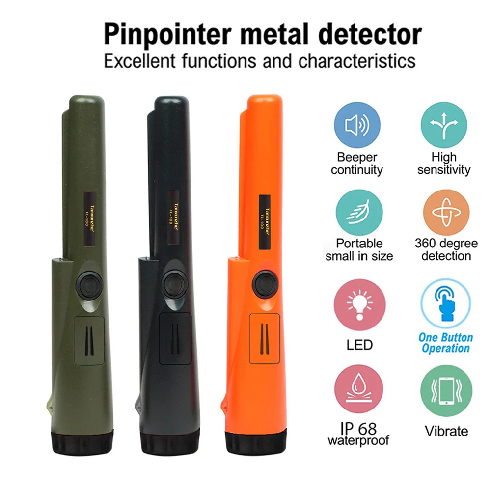Metal Detector TC-100 Pinpointing Pointer GP-pointer Gold Target Static Alarm IP68 Waterproof With Bracelet