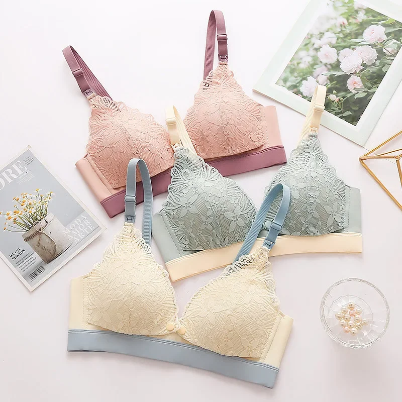Ladies' Seamless Steel-free Thin Maternity Bra Gathered Comfortable Front-open Design For Postpartum Breastfeeding 1