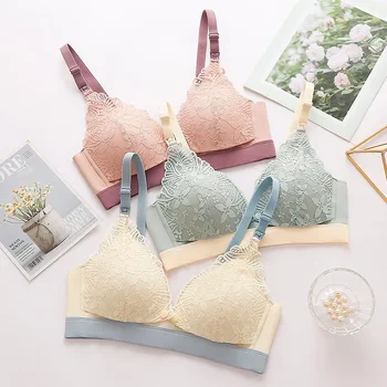 Ladies' Seamless Steel-free Thin Maternity Bra Gathered Comfortable Front-open Design For Postpartum Breastfeeding 1