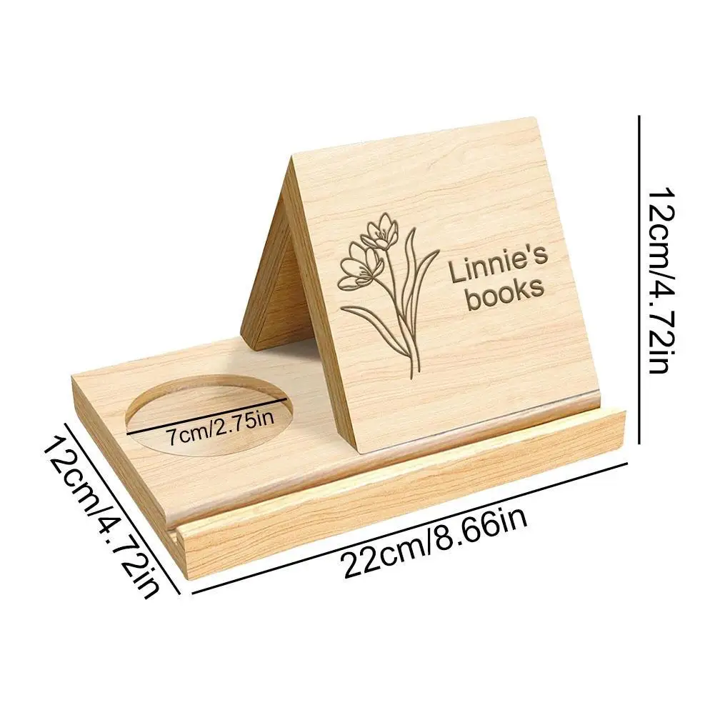 

Personalized Solid Oak Wooden Triangle Bookshelf Book Stand Holder Wood Book Rest Bookcase For Book Enthusiasts Birthday Gift