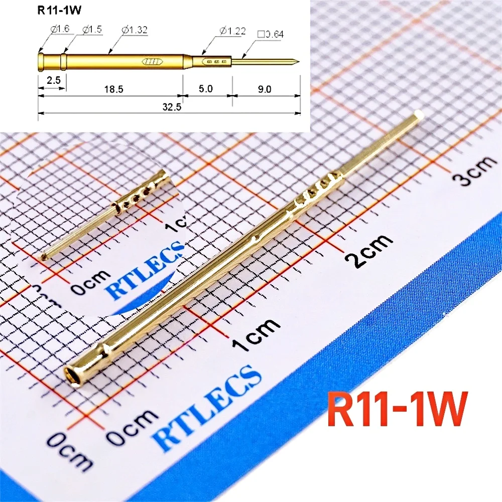 Gold Plated Spring Loaded PCB Test Probes (100-Pack) - 1.91mm Pitch, 1A Rated