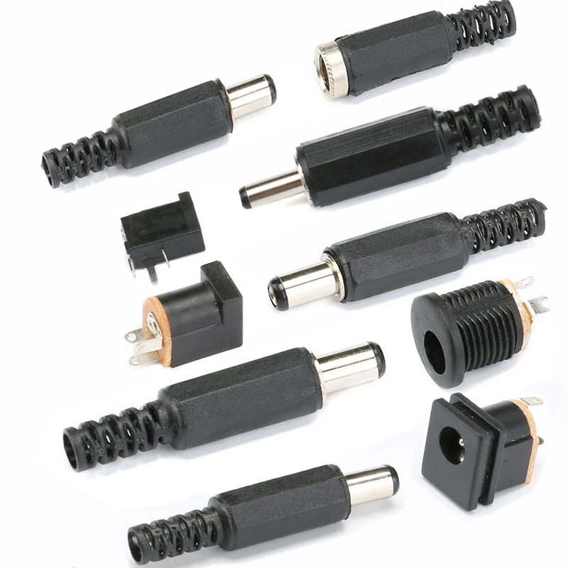 10-Pack DC Power Cable Male Plugs For CCTV Cameras & LED Lights - Copper Connector, 8 Inch