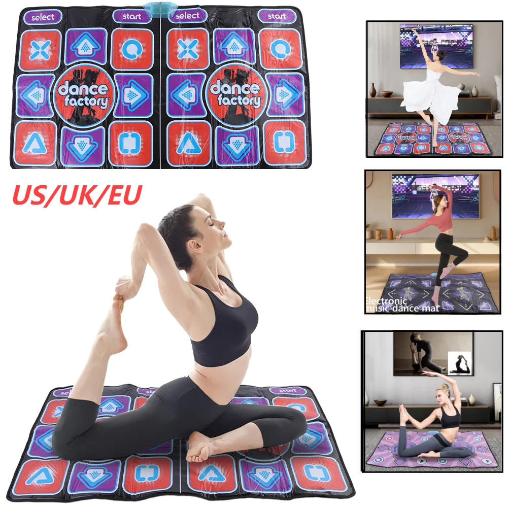Double Dancing Mat Double User Wired Dance Mat Family Music Game Non-Slip with Wireless Controller Floor for PC Laptop