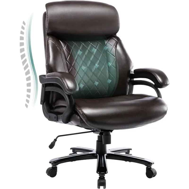 

Big and Tall Office Chair 400lbs-Heavy Duty Executive Desk Chair Extra Wide Seat, High Back Ergonomic Leather Computer Chair