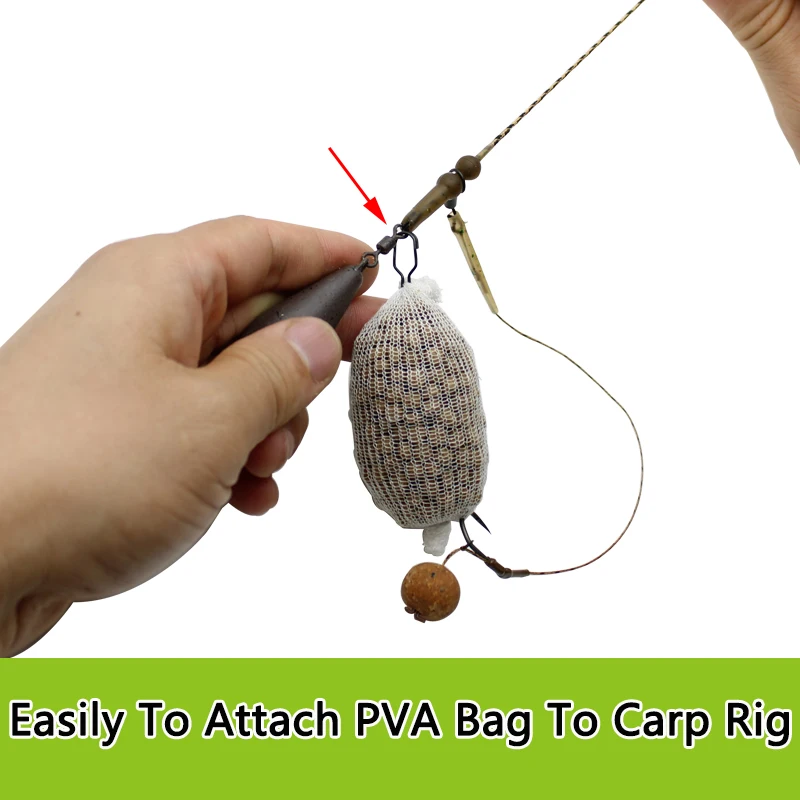 10PCS Soluble PVA Mesh Refill Carp Fishing Feeder Fishing Lures Refill Rig  Hook Bait Wrap Bags 25mm 37mm 44mm PVA Bag Clip