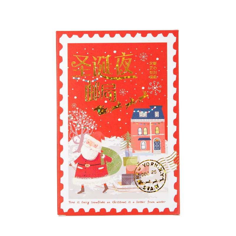 Postal de la serie Nochebuena Post Office, dibujos animados de Santa Claus, árbol de Navidad, tarjetas de mensajes de felicitación, papelería de regalo, 30 piezas por juego