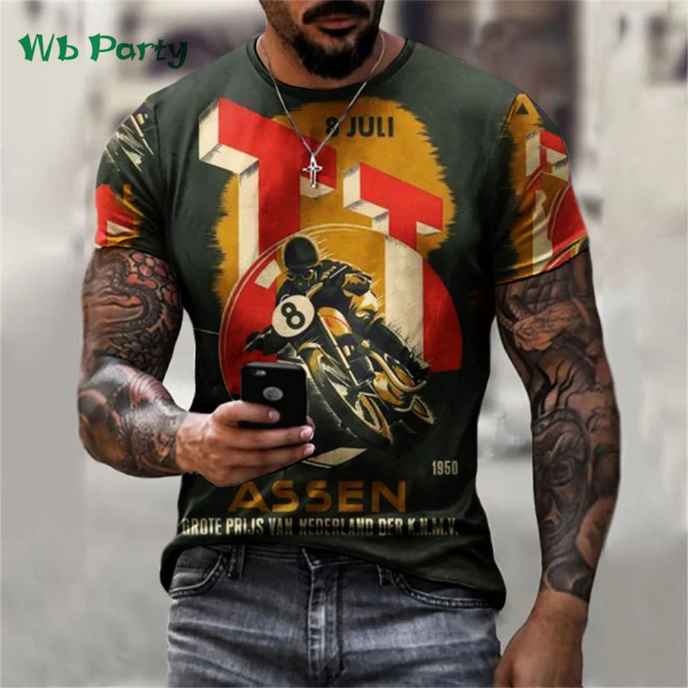 Herren-T-Shirts Vintage-Print Fitnessbekleidung Herren Vintage-Grafik-T-Shirts Herren-Sommerkleidung 3D-Print Herren-T-Shirts O-Ausschnitt-Oberteile – Detail 6