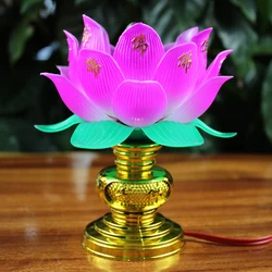 Exquisite Lotus Lamp for Buddhist Temple Decoration and Worship Ceremonies (12cmx5.8cmx5.8cm)