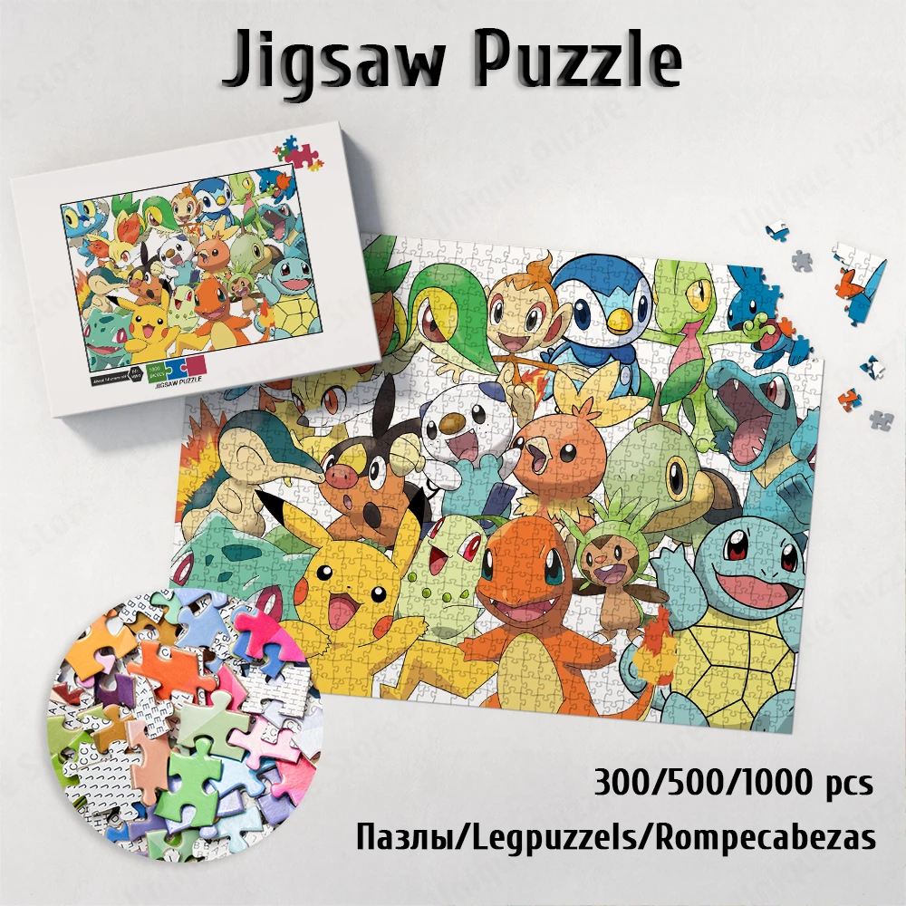 Pokemon Pikachu Jigsaw Puzzle Cartoon Cute Pet Elf Toys Hobbies Children Toys Japanese Style Montessori Toys Children Restless monkey d luffy jigsaw puzzles one piece anime board games japanese style cartoon toys hobbies for children restless education