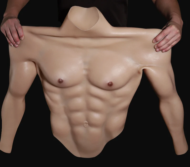 Fake Belly Muscle Men's Chest Crossdresser Suit Macho Realistic Soft Silicone Muscle Artificial Realistic Simulation Cosplay Man